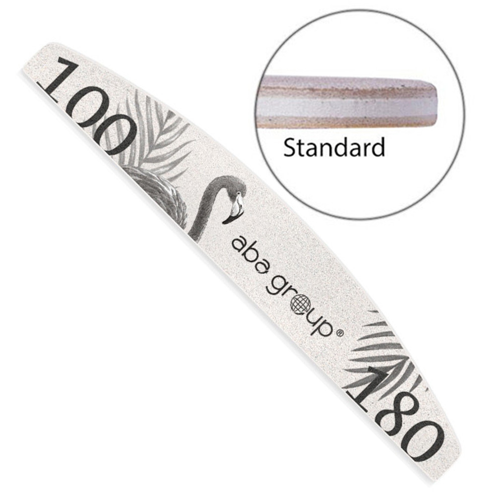 Aba Group Standard Safety Nail File – Half-Moon (Boat) Shape, Grey 100/180 grit, Individually Packed in Disposable Foil - Image 3